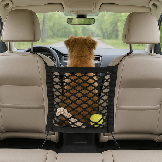 Pet Car Barrier with Mesh Storage Bag